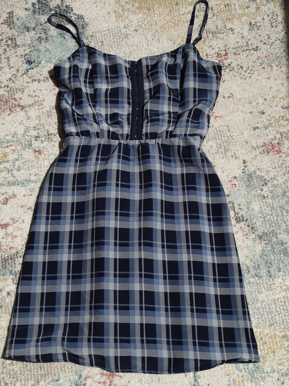 Girls Lily Rose Navy and Light Blue Plaid Sundress